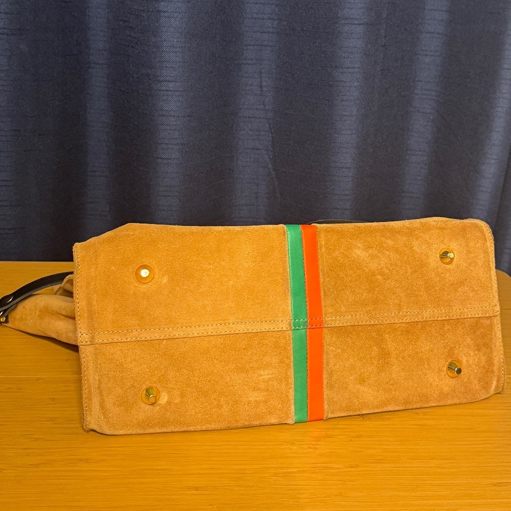 Clare V Simple Tote Camel Suede Nappa Mini Stripe - Picture 7 of 11